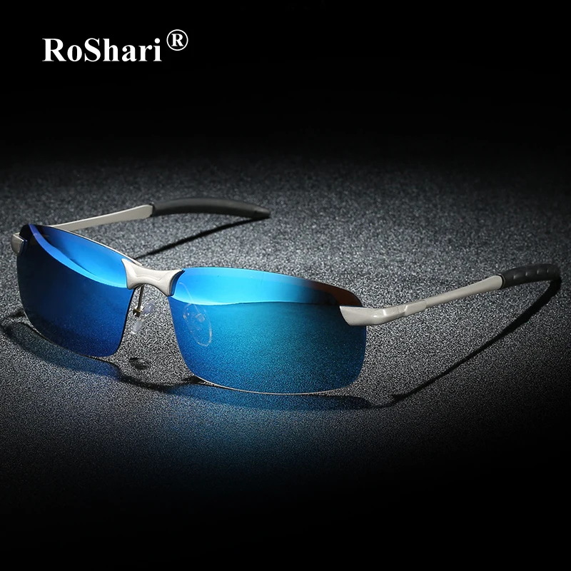 

RoShari sunglasses men polarized Classic Designer Mirror Anti-Glare car Driving sun glasses men gafas de sol de los hombres