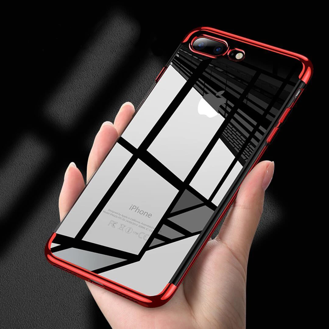 

For iPhone 8 Luxury Plating Soft TPU Silicone Cover Phone Case For iPhone 5 5S SE 6 6S 7 9 Plus X Clear 3 in 1 Back Protect Capa