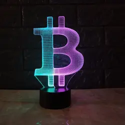 Акрил Bitcoin Mixcolor 3D лампа настроение ночник RGB светодиодный освещения USB Touch Таблица базы столе рядом декоративные