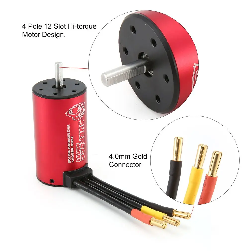SURPASSHOBBY 3665 2900KV/3500KV Brushless Motor for 1:10 GTR/Lexus 2S 3S RC Drift Racing Off-road Car Toy Waterproof Sensorless