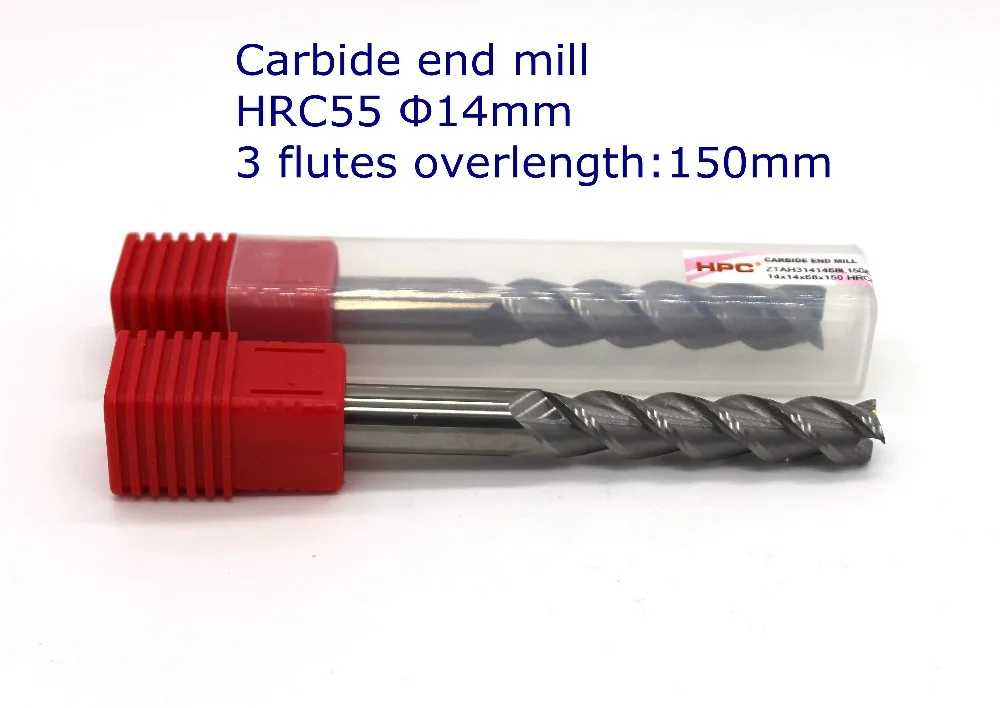 

router bit 14*14*68*150 of 3 flutes flat end mill HRC55 carbide end milling tungsten knife CNC machine tools mills cutter
