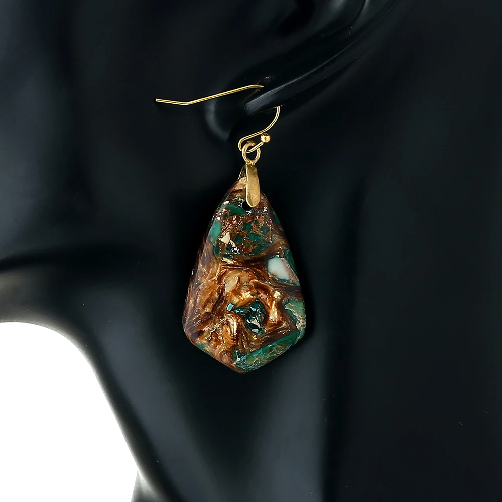 Bohemian Hypoallergenic Inspiration Stylish Ethnic Imperial Jasper Stone Charm Dangling Earrings for women Girl Drop Shipping 4