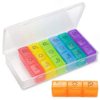 

HOT SALE Weekly Pill Organizer(3-Times-A-Day), 7 Day Pill Box, Portable Travel Prescription & Medication Pill Case, Vitamin Fi
