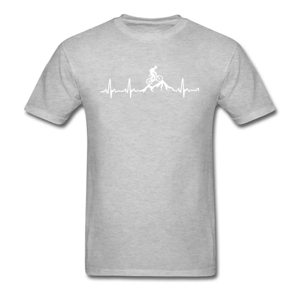 Printed Mountain-Bike-Heartbeat comfortable Short Sleeve Summer Autumn Tops Tees Cute O-Neck Pure Cotton Tops Tees Youth T Shirt Mountain-Bike-Heartbeat grey