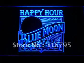 

661 Blue Moon Beer Happy Hour Bar LED Neon Light Signs with On/Off Switch 20+ Colors 5 Sizes to choose