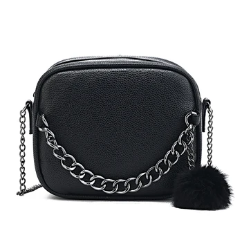

Small Designer Chain Women Bag Leather Handbag Messenger Bag PU Shoulder Crossbody Bag with Plush Ball Toy Bolsa torebki damskie