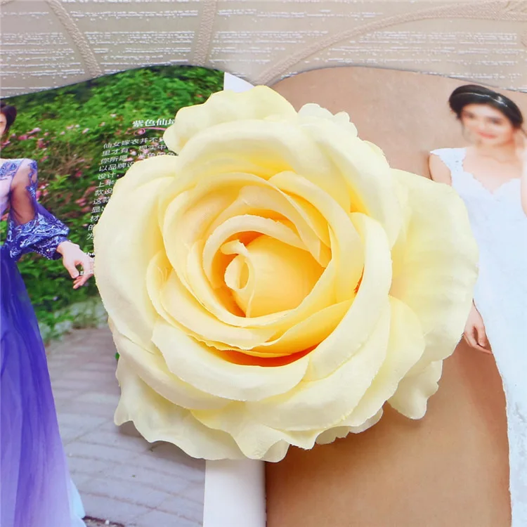20шт 11,5 см искусственные шелковые розы цветок голова для свадьбы цветок стены декоративные искусственные цветы DIY свадебный букет гирлянда Флорес - Цвет: Шампанское