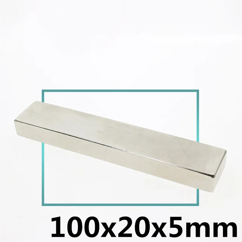 

1PCS 100 x 20 x 5 mm Square Block Long Bar Super Strong Magnet Rare Earth Neodymium Permanent Magnets N35 Powerful