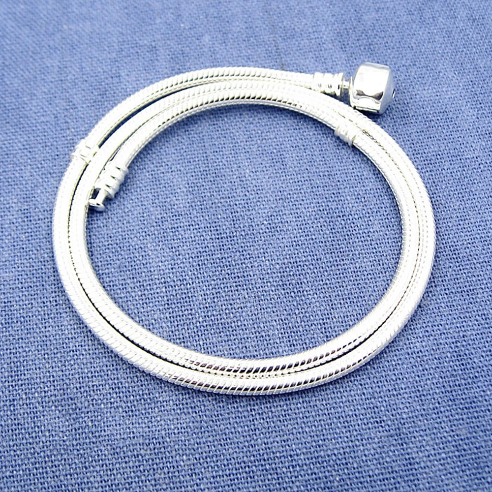 

Solid 925 Sterling Silver Bracelet Charm Necklace for Men/Women Fashion Jewelry 3mm 18/20 Inch Round Snake Chain Logo Signatured
