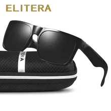 ELITERA поляризованные Винтажные Солнцезащитные очки унисекс с широкой оправой, квадратные солнцезащитные очки, черные очки
