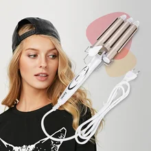 Kemei щипцы для завивки титановые автоматические керамические бигуди для волос 3 Бочки Вэйвер завивки железные щипцы для укладки плойки для волос бигуди Инструменты для укладки