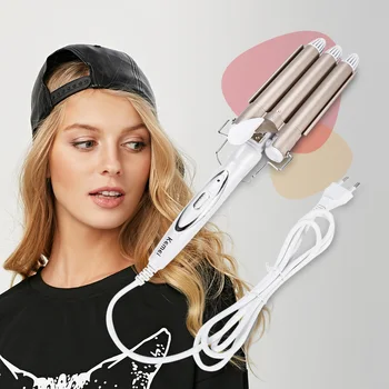 

Kemei Perm Splint Titanium Automatic Ceramic Hair Curler 3 Barrels Waver Curling Iron Styler Hair Curlers Rollers Styling Tools