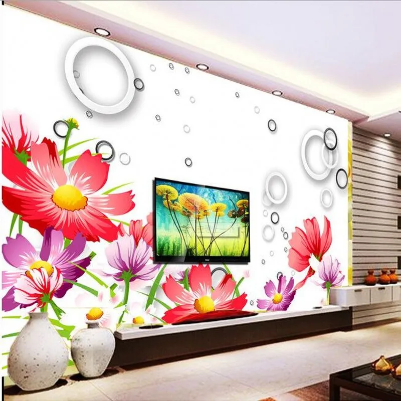 

beibehang Custom 3D TV backdrop decorative painting flowers tulip petals abstract backdrop minimalist modern papel de parede