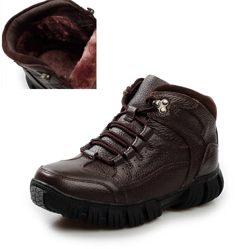 VANCAT/супертеплые зимние мужские ботинки; ботинки из натуральной кожи; Мужская зимняя обувь; мужские военные ботинки на меху; Мужская обувь; zapatos hombre - Цвет: brown
