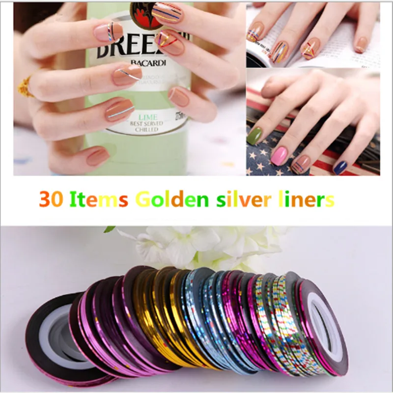 

1 color/roller Glitter Nail Tape Line Multi-color Striping Adhesive Liner Stickers Nail Art Decoration Manicure DIY Tips
