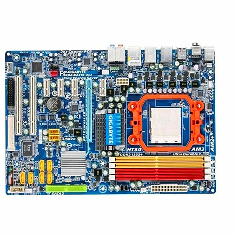 Для Gigabyte GA-MA770-US3 R2.0 рабочего Материнская плата MA770-US3 770 разъем AM2 AM3 DDR2 SATA2 USB2.0 блок питания ATX полностью Тесты