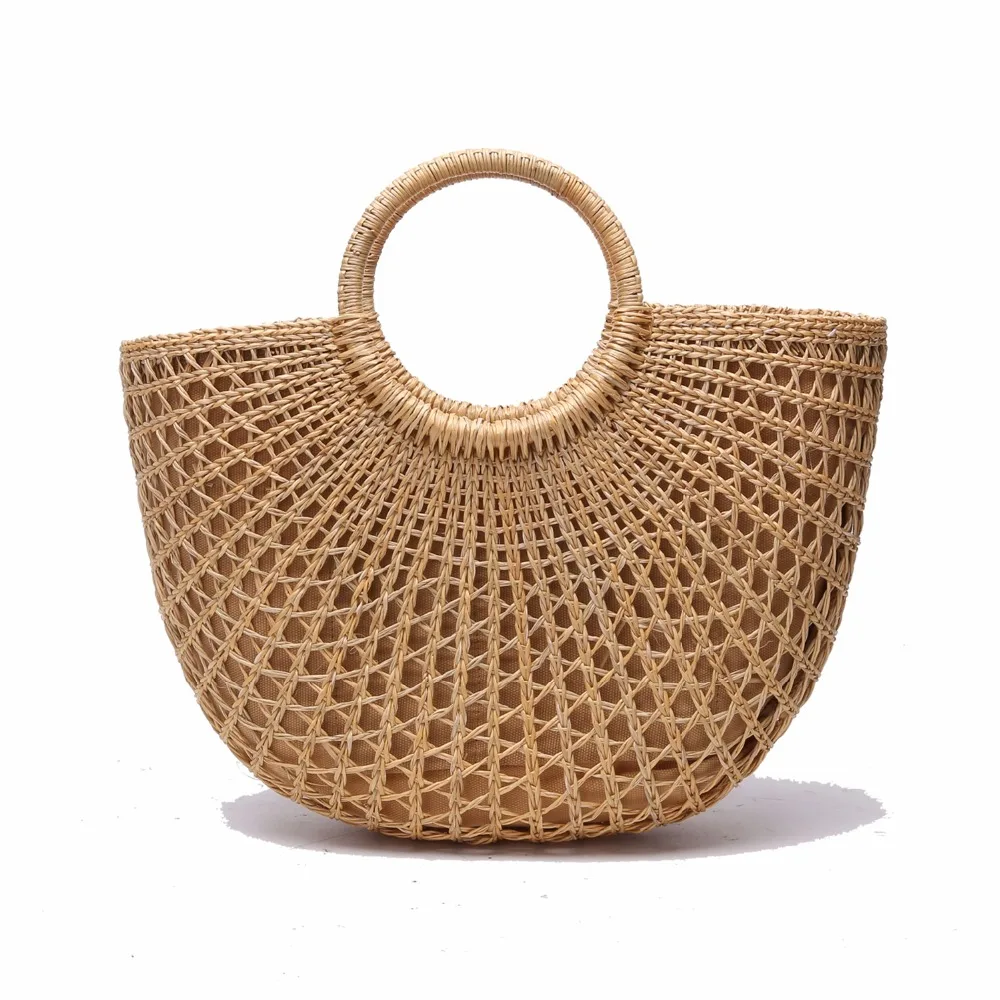 Lady 2018 De Paille Sacs Kaki Bali Cercle Main Sac À Femmes R45jAL