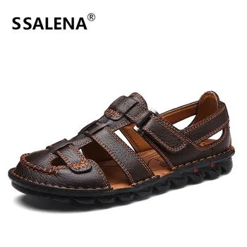 

Men Retro Gladiator Sandals Male Breathable Soft Leather Summer Sandals Men's Fisherman Cut Out Casual Shoes AA51631
