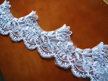 

white beaded Alencon Lace Trim embroidered lace trim lace CGDZ046B 10yards