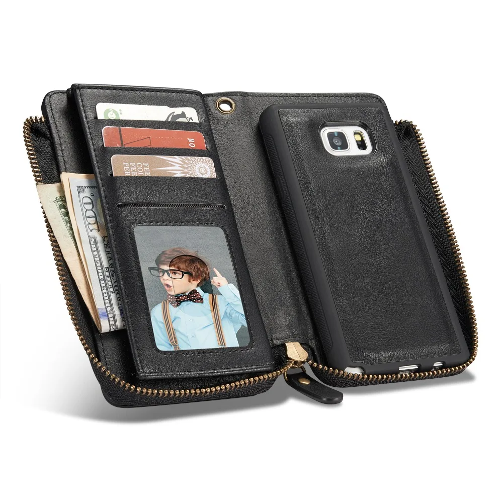 

Card Holder Slot Zipper Wallet Pocket Purse Handbag Wrist Strap Cover for Samsung Note 5 8 9 S5 S6 S7 Edge S8 S9 Plus Phone Case