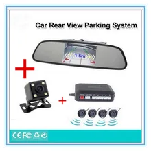 Car Parking Sensor System Alarm Reverse Rear Backup Alarm Radar Video Connect 4.3″ Car Monitor and Rearview Camera Assistance