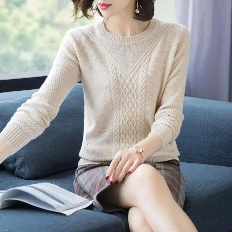 

Women Jumpers 100% Pure Cashmere Knitting Soft Sweaters Woman Oneck Winter New Fashion Print Pullovers Standard Clothes Lady Top