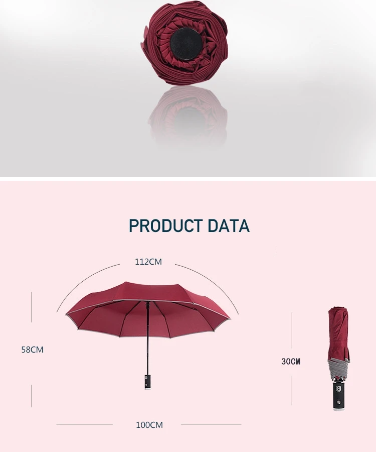 Креативный автоматический складной зонт, светильник-вспышка, ночная светодиодная лампа, зонт, многофункциональный светоотражающий Безопасный автоматический зонт RG082