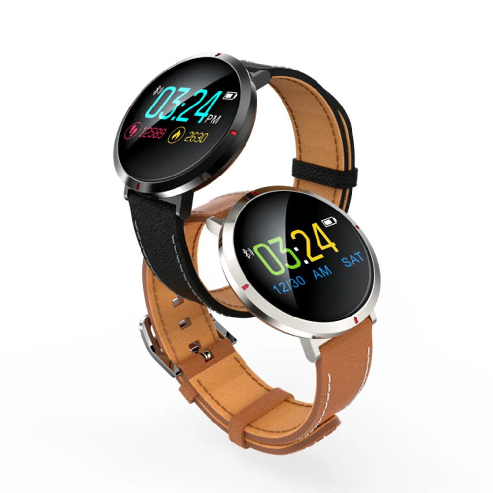 

Smart Watch Bluetooth Waterproof IPS Color Screen Leather Wristband Smartwatch Heart Rate tracker Monitor For Xiaomi