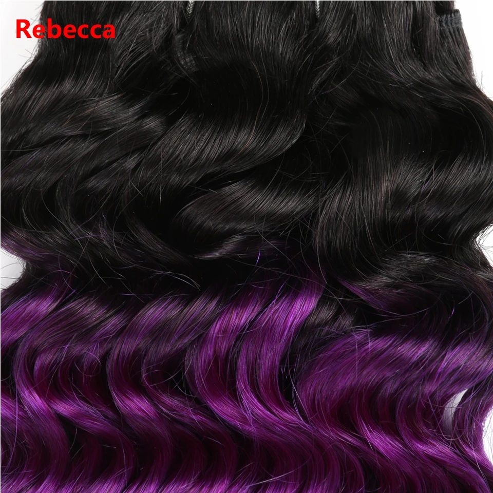 Ребекка Remy человеческие волосы плетение 1 пучок бразильская глубокая волна 100 г покраска методом Омбре для салона волос T1b/фиолетовый