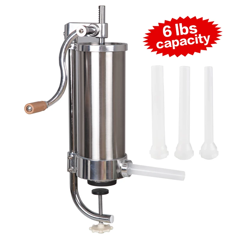 6lbs Hand operated Sausage Stuffers Stainless Steel Vertical Sausage