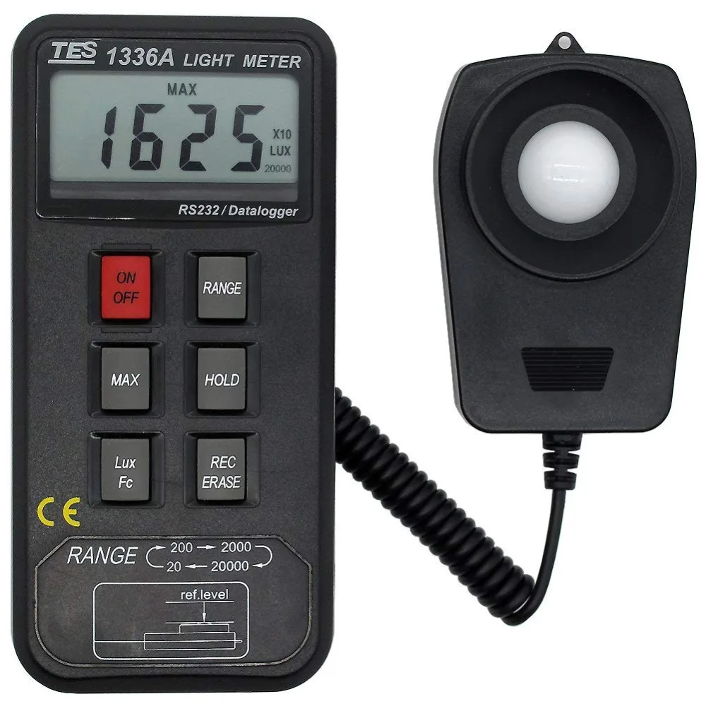 TES TES1336A Digital LUX Logging Light Meter With Memory USB Interface