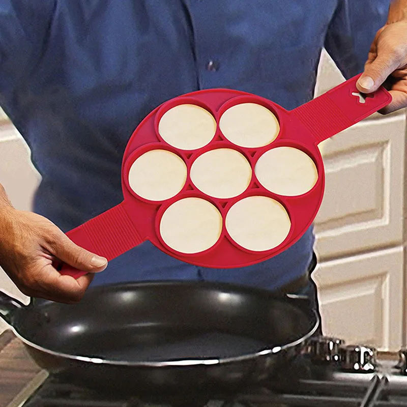 7 с овальным вырезом на 4-отверстия противопригарная силиконовая основа резиновая форма для яиц блин пресс-форм flapcake Griddlecake фланель торт пастообразных пирогов