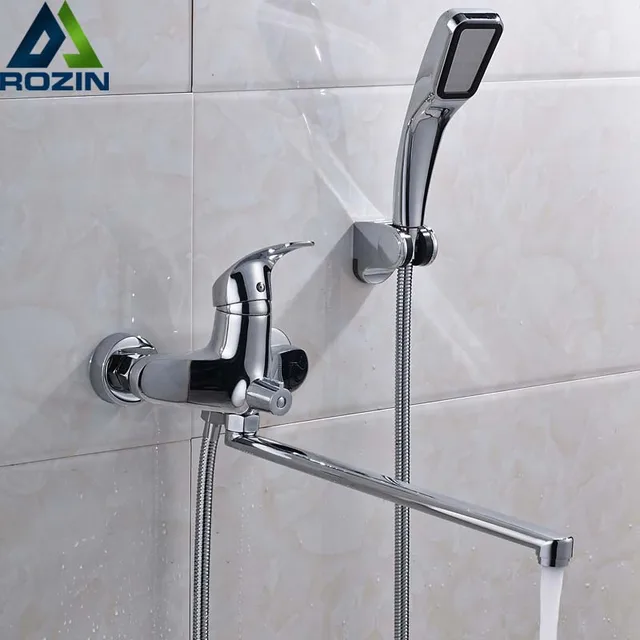 Polish Chrome Bagno Doccia Rubinetto Fissato Al Muro Naso Lungo ... Polish Chrome Bagno Doccia Rubinetto Fissato Al Muro Naso Lungo ...