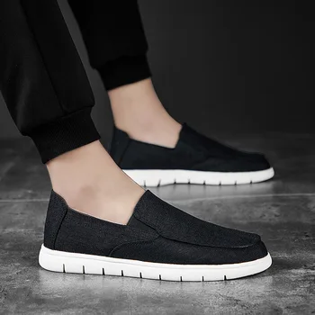 

Explosion newest summer retro men's shoes one pedal lazy soft bottom linen breathable casual comfortable solid color men's shoes