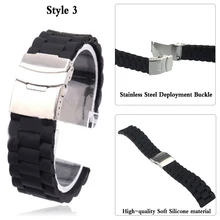3 Estilos Sports Watch Band 20mm 22mm 24mm Fivela de Aço Cinta Macia da Borracha de Silicone Pulseira Pulseira de Pulso assista acessórios