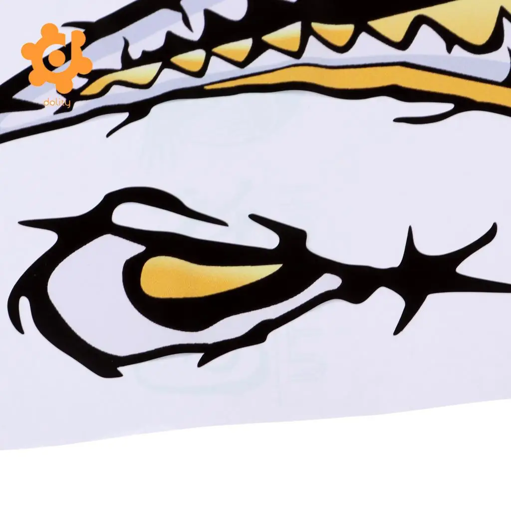 2 Pieces Large 3D Shark Teeth Mouth Eye Decals Sticker Kayak Fishing Boat Dinghy Car Bumper Graphics Accessories - Choose Colors