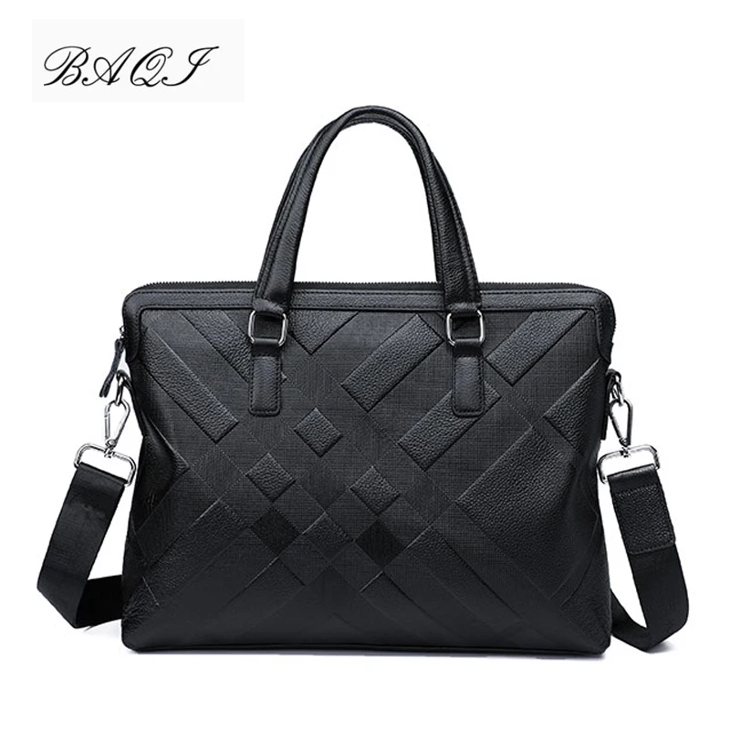 

BAQI Brand Men HandBags Men Briefcase Bag Genuine Cow Leather Man Shoulder bags Messenger Bag 2019 Fashion Computer Business Bag