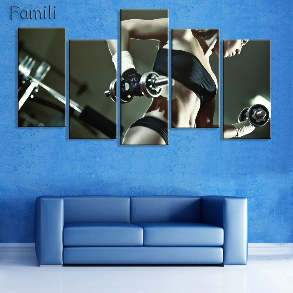 5 шт. настенный плакат для бодибилдинга упражнений фитнеса спорта|modular pictures|canvas