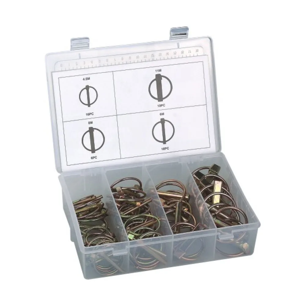 

50 Pcs Trailer Iron Plated Multi Size Ring Shaped Secure Farm Anti Rust Heavy Duty Assortment Locking Pin Kit Home Auto Parts