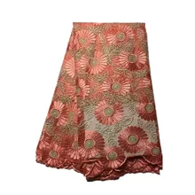 Индивидуальный дизайн модное мягкое вышитое гладью кружево ткань с бисером и камнями для платья