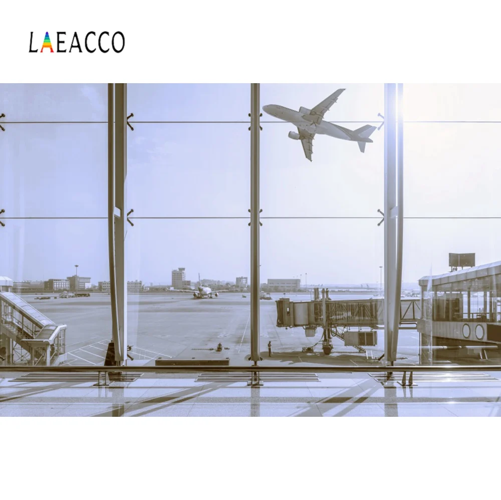 Laeacco самолет снять для зала ожидания аэропорта окно ребенок интерьер Фотофон фон фотосессия Фотостудия