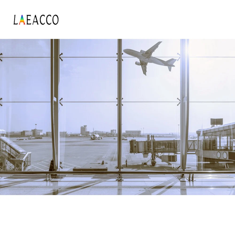 

Laeacco Plane Take Off Airport Waiting Room Window Child Interior Photographic Backgrounds Photo Backdrop Photocall Photo Studio