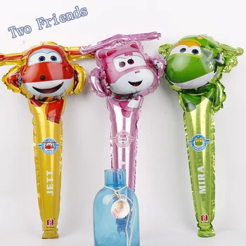 

Super Wings handheld foil Balloons SuperWings Jett Dizzy Mira globos toys 60pc Birthday Party Supplies globos Jett Helium Ballon
