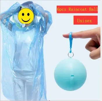 

6pcs Portable Disposable Raincoat Ball Poncho Impermeable Rainwear Travel Emergency Rain Poncho Pocket Rain Coat Keyring Ball