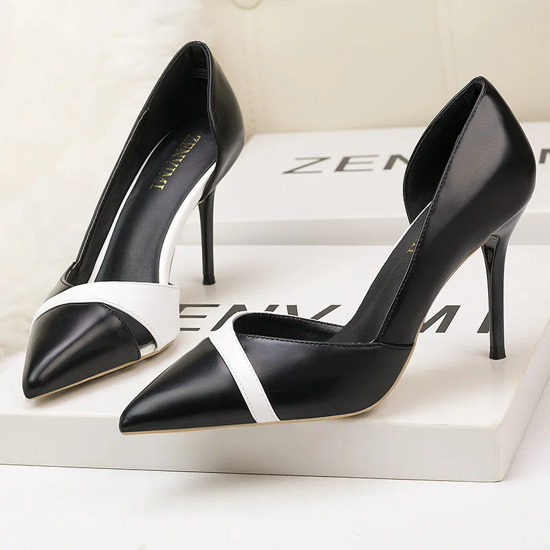 Ou Mo brand pointed Women Pumps Office high heels with Autumn Pointed Toe Party Pumps Dress High Heel Boat Shoes For banquet