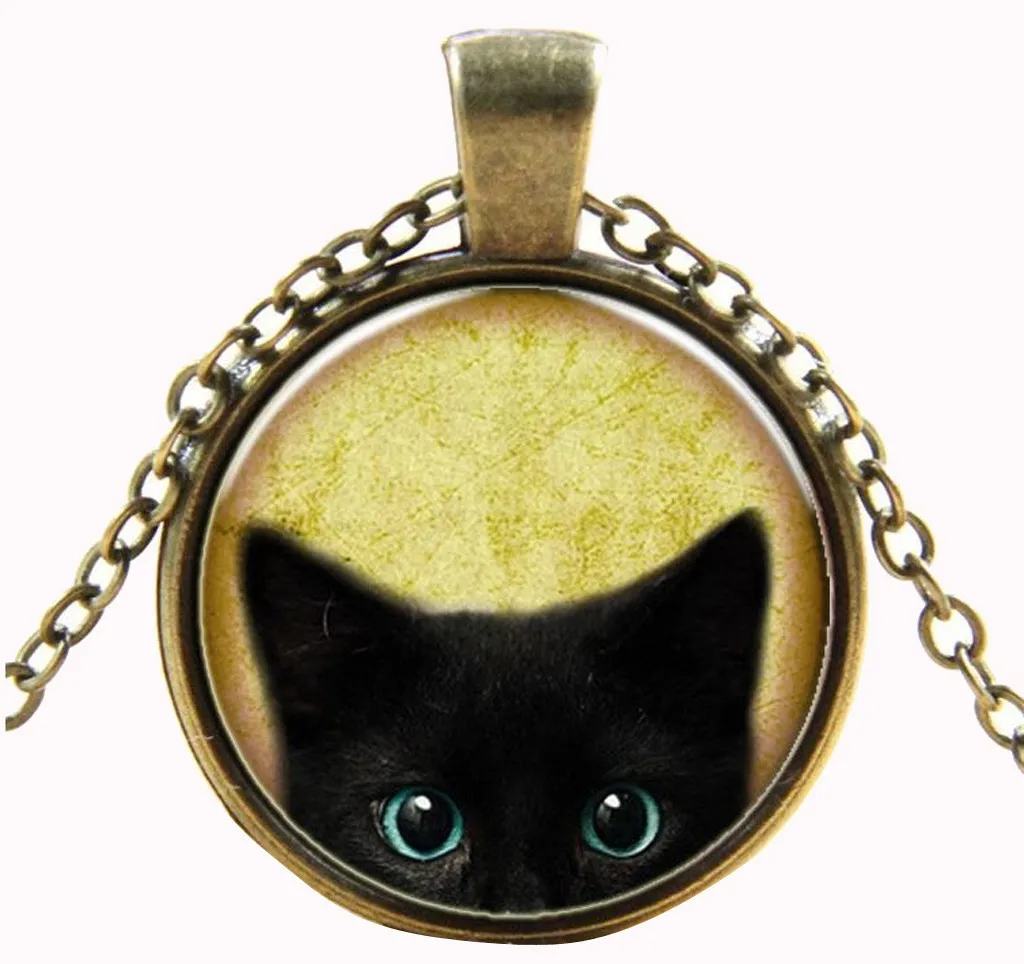 

Women's Round Pendant Necklace Fashion Retro Cat Trend Lady Simple Temperament Necklace Collar de temperamento#Y-New28