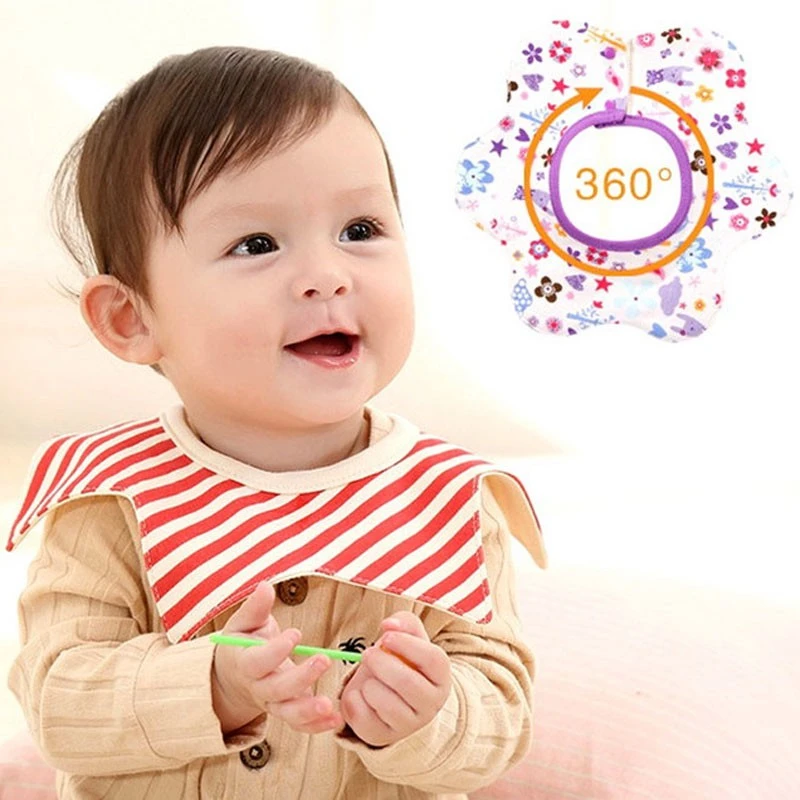 2 Newborn Baby Boy Girl Bib 360 Degree Four-layer Waterproof Flower Octagonal Bib Bandana Bibs Feeding Apron Child Crumb Catcher