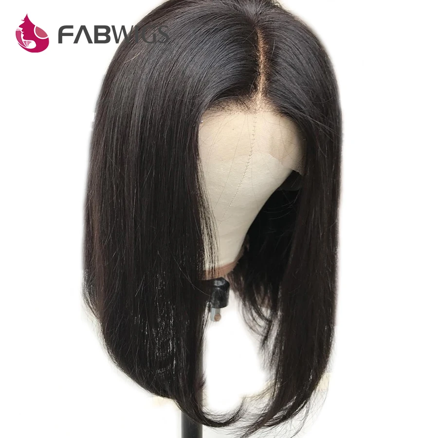 Парики из натуральных волос на коротком кружевном фронте Fabwigs с волосами младенца бразильские прямые парики из натуральных волос для черных женщин парик Remy Bob