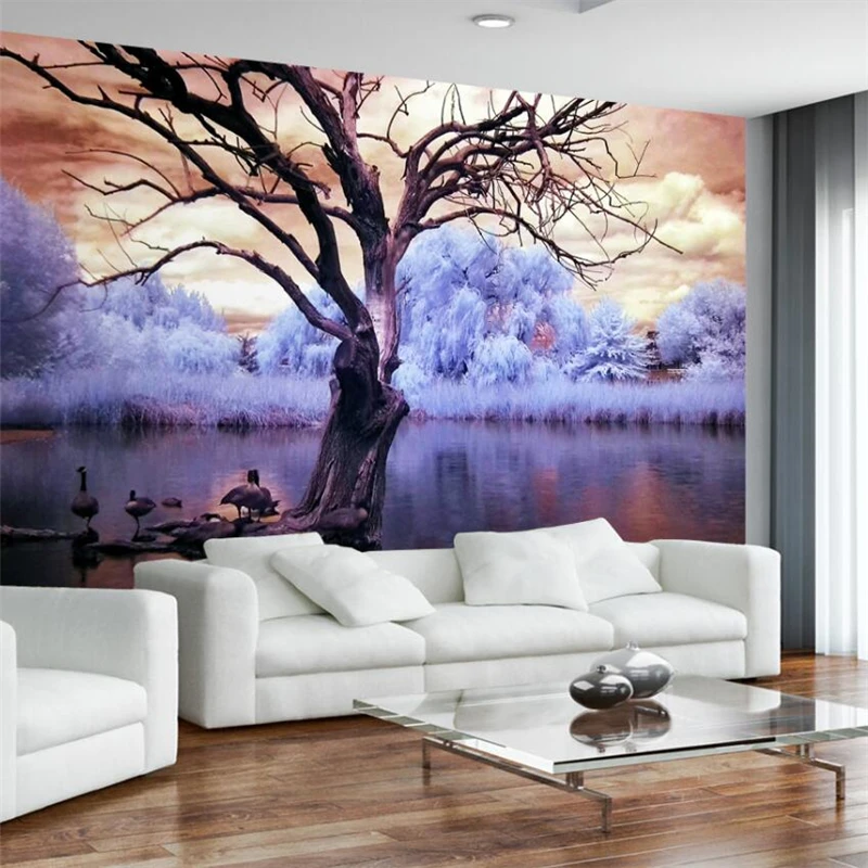 Beibehang Modern minimalist Nordic fantasy tree lake mural ...