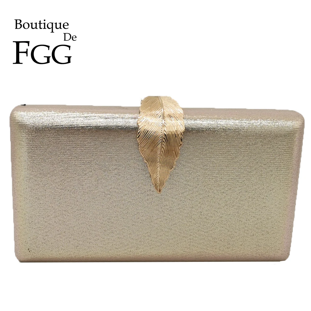 بوتيك دي FGG مؤشرة على شكل ورقة معدنية المشبك أزياء المرأة اليوم براثن سلسلة شنطة كتف Crossbody حقيبة السيدات الرسمي مساء أكياس